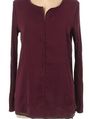 Lola & Sophie Burgundy Slit neckline Size L Long sleeve Blouse